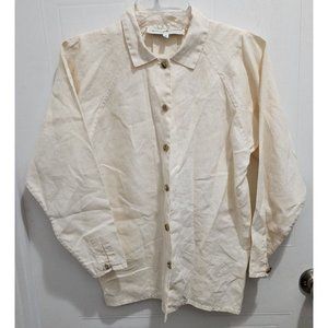 Peruvian Connection x Brenda Kett Womens Long Sleeve Button Up Shirt Linen Tan S